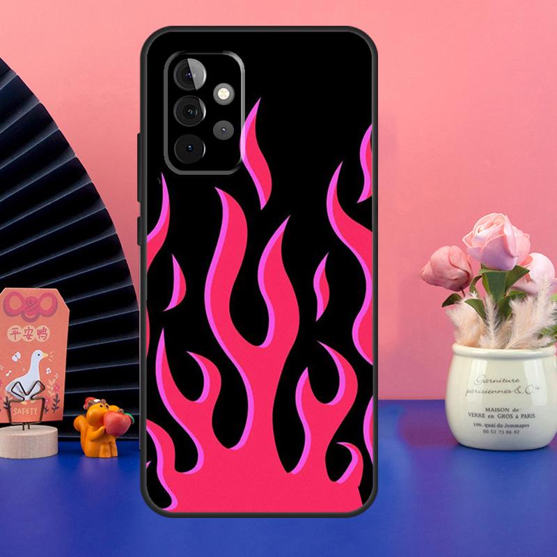 Эстетичный чехол с огнем, светло-голубой, огненно-розовый, для Samsung Galaxy A54 A34 A24 A14 A73 A53 A33 A23 A13 A52 A32 A22 A12 A51 A71