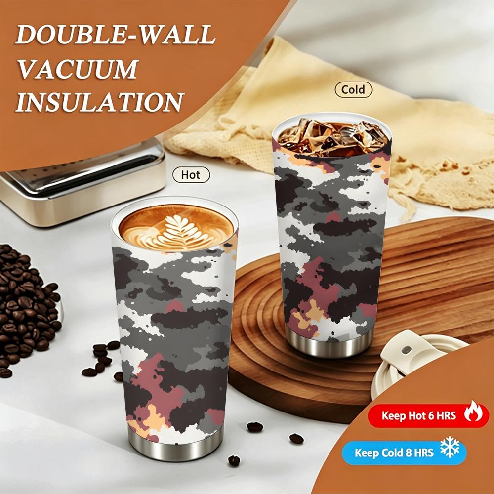 Multi-Color Camouflage Print Stainless Steel Insulated Coffee Tumbler Walled Vacuum Thermal Cup for Travel Office Sports Outdoor Activities