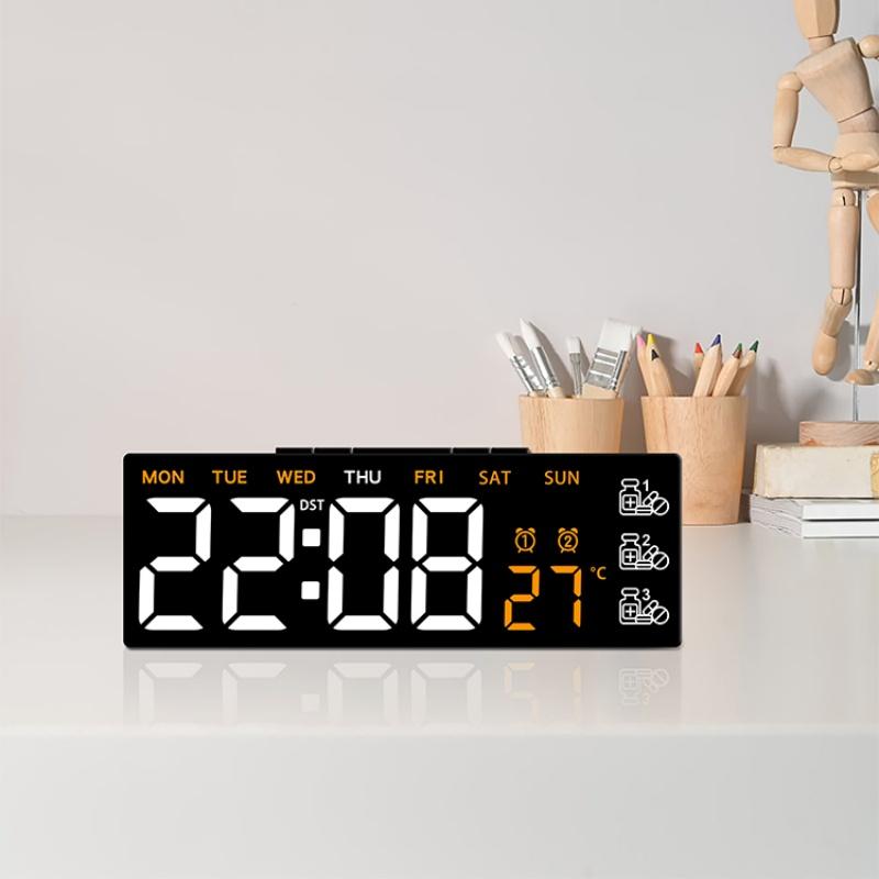 Цифровой будильник ТЕМП Дата Неделя 3 Напоминания о приеме лекарств 2 Будильника 3 Уровня Яркости USB Выход Порт для зарядки 12/24H Светодиодные часы