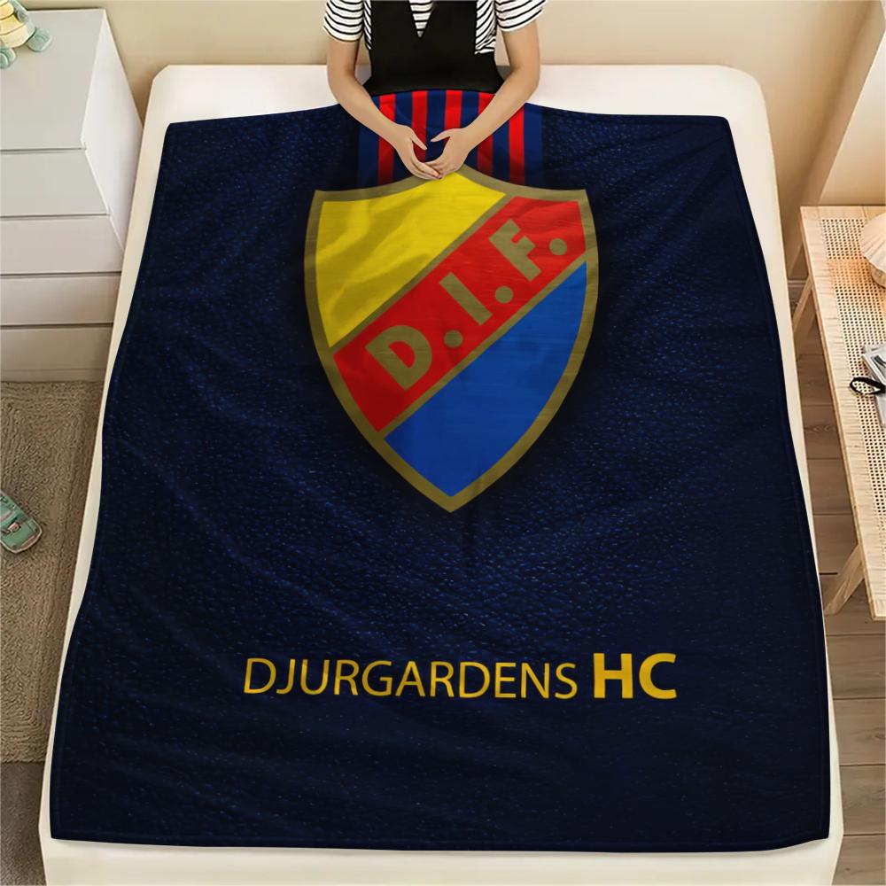 Фланелевое одеяло с узором Djurgårdens IF, Высокое качество, Комфортное для всех сезонов, Декор для дома, Тепло и уют, Идеально подходит для подарков.