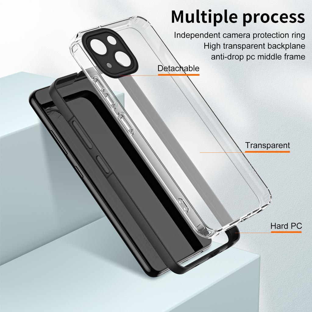 For iPhone 15 Case TPU+PC Clear Back Lens Protection Cellphone Cover