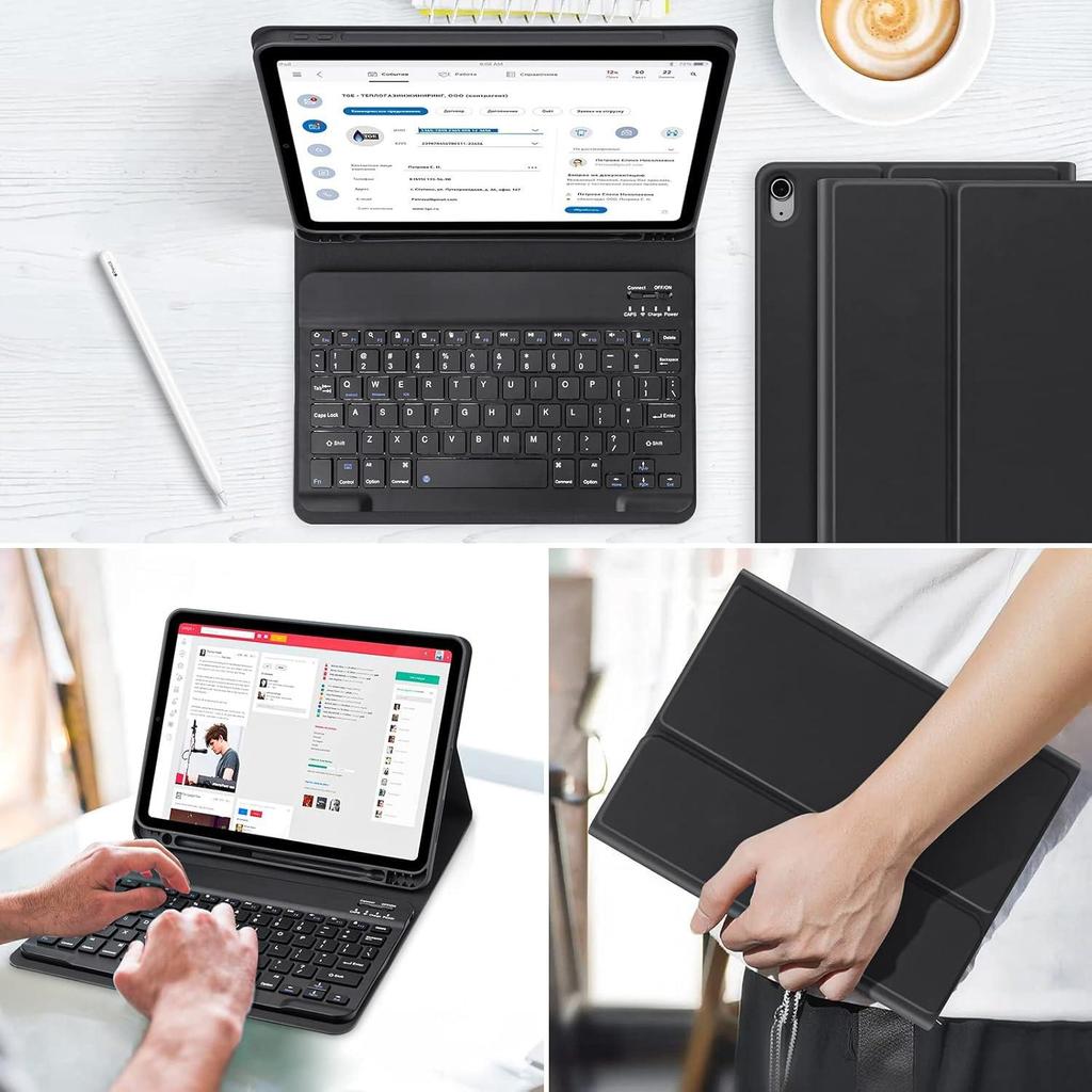 Новый чехол-клавиатура Bluetooth для планшета iPad Air11M3 со съемной клавиатурой и магнитным держателем для стилуса