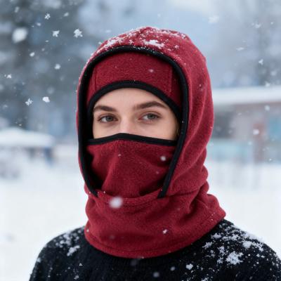 Лыжный головной убор Уличная зимняя теплая шапка 3-в-1 Интегрированный термокапюшон шарф защита лица спортивная шапка для бега