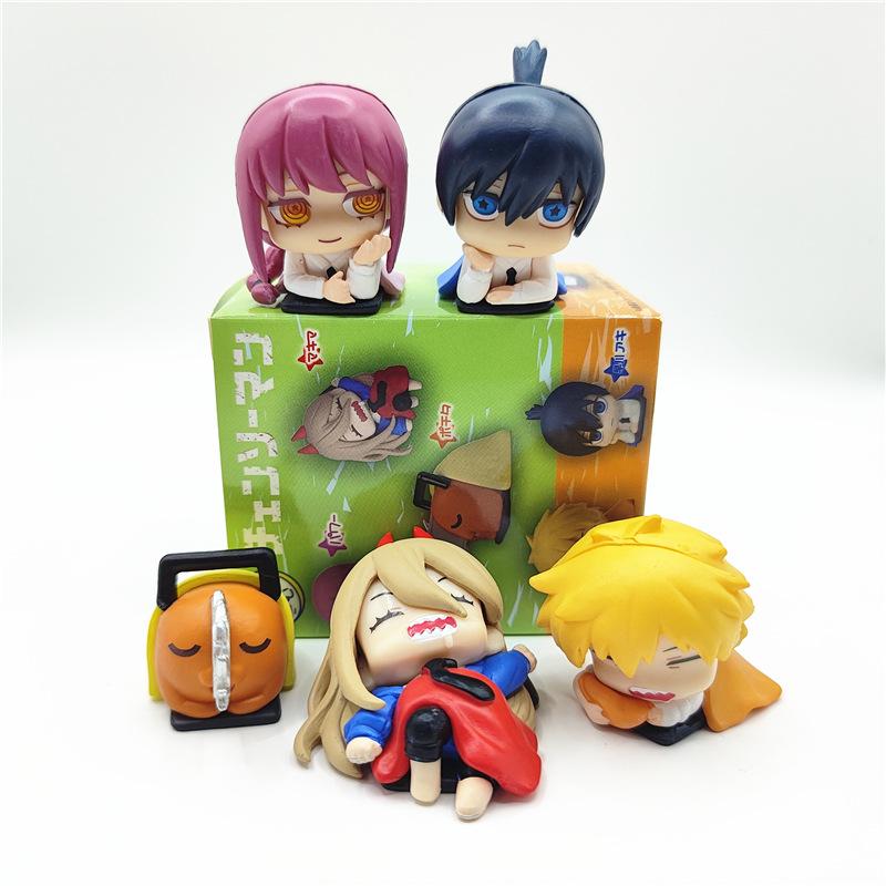 5pcs/set Cute Chainsaw Man Sleep Verion PVC Action Figures Toys