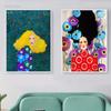 Abstract Flower Girl Colorful Long Hair Nordic Poster Female Wall Art Canvas Painter