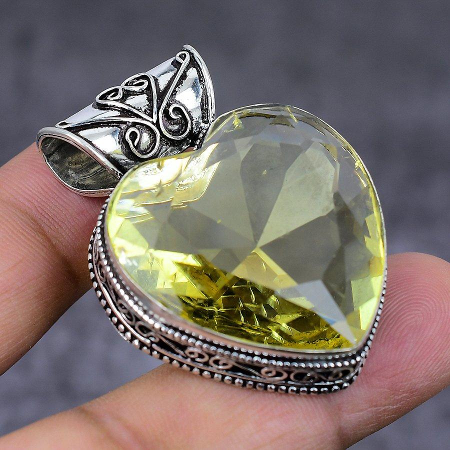 Ювелирный кулон ручной работы из стерлингового серебра 925 пробы с драгоценным камнем цитрином 1,69 дюйма D4O70