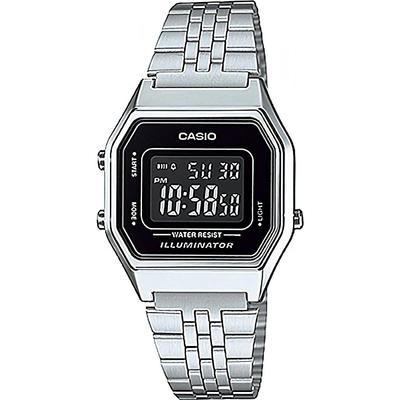 Casio Базовые цифровые женские часы LA680WA-1B Серебристый корпус из нержавеющей стали 33 мм
