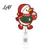 Rotating Clip Name Tag Holder Cute Goose Badge Holder Acrylic Retractable Reel with Glitter Keychain for Scrubs Christmas Theme 360 Degree