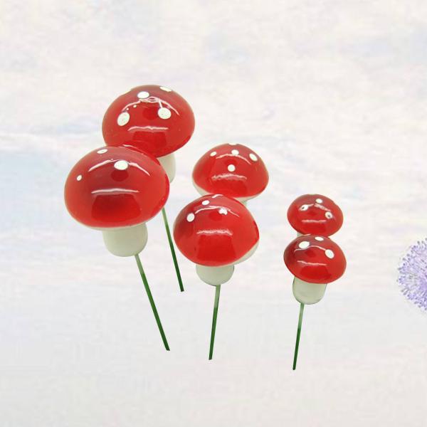 6pcs Mini Foam Mushroom Simulative Small Size Forest Micro Landscape Decor Ornaments for Flower Pot