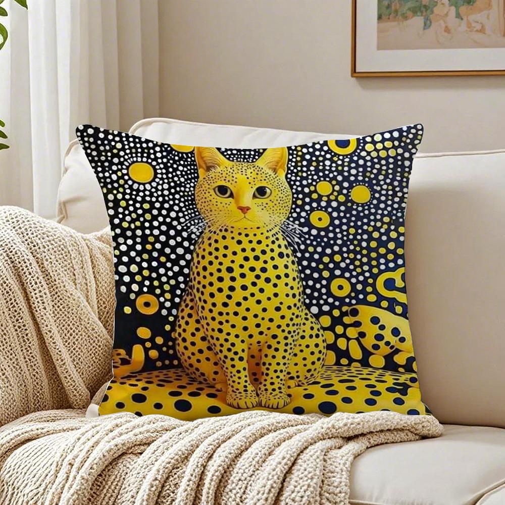 Yayoi Kusama Abstract Art Pumpkin Cushion Cover Linen Pillowcase Soft for Sofa Bed Home Room Decor