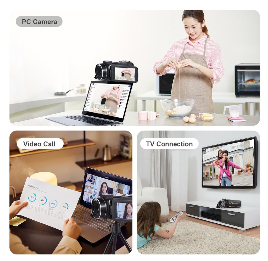 Andoer 2.7K Digital Video Camera Camcorder DV Recorder 48MP 16X Digital Zoom 3.0 Inch IPS Touch