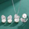 Jewelry Set Imitation Natural Freshwater Pearl Pendant White Shell Bead Ring Earrings S Silver Needle Jewelry Women