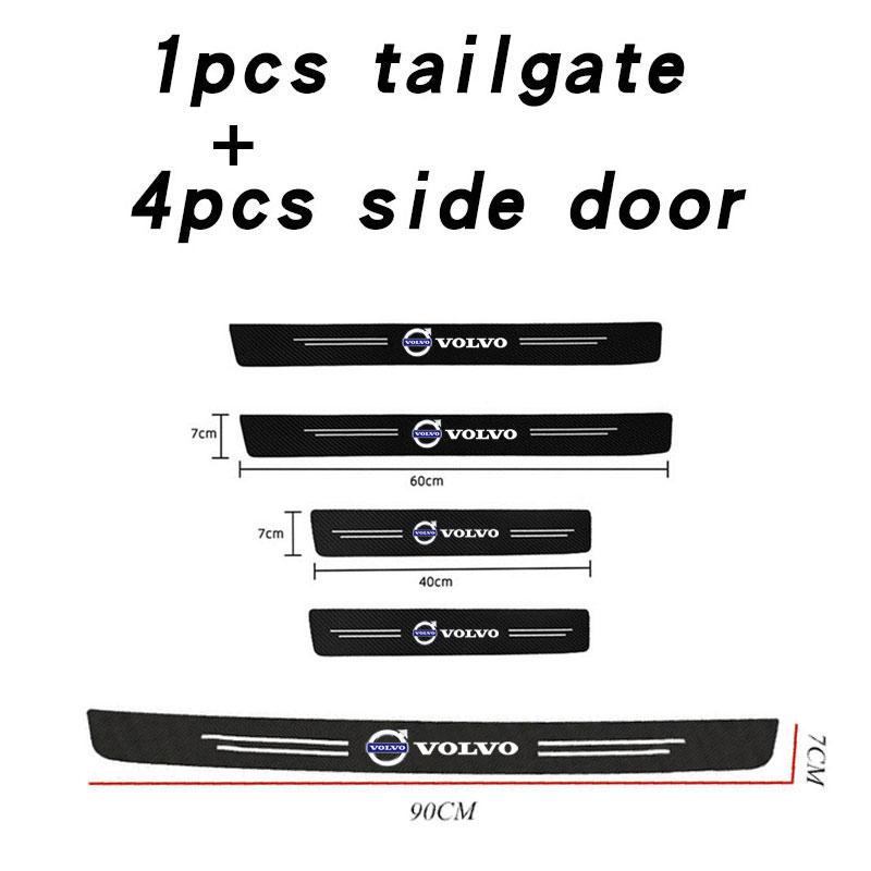 Car with Logo Door Carbon Fiber Sill Protector Stickers for Volvo XC60 S90 XC90 S60 XC40 V60 V90 S40 Volvo EX30 C40 Accessories