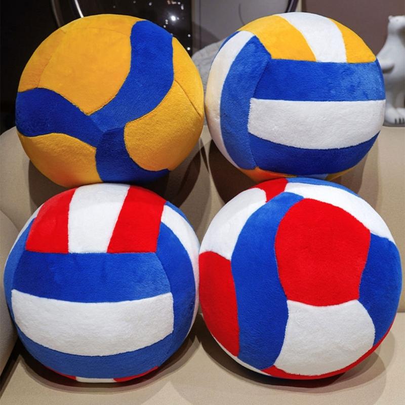 Seat Cushion Soft Furry Fabric Sports Throw Pillow Realistic Volleyball Shape Stuffed Cushion For Work Home Relaxation