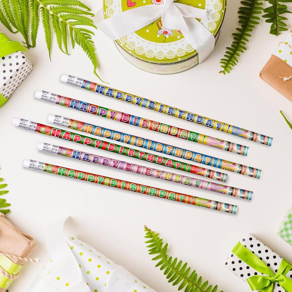 Birthday Pencils Happy Birthday Pencil for Students Birthday Pencils with Erasers Birthday Pencils for Teacher Classroom Birthday Party Supplies, 6