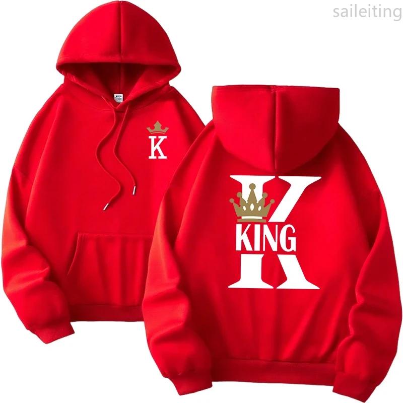 Queen King Print Pullover Woman Fall Winter New Arrival Couples Sweatshirts Home Outdoor Comfort Warm Casual Hoodies Aesthetic
