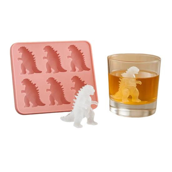 Форма для льда из пищевого силикона, лоток для льда в форме динозавра с 6 полостями, легко заполняемый, снимаемый, аксессуар для коктейлей и вечеринок