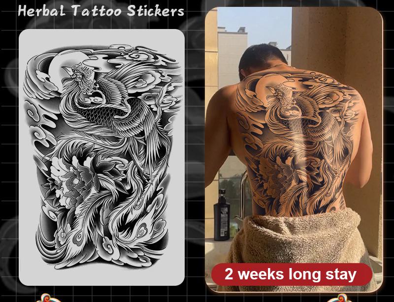 Long Stay Juice Ink Waterproof Tattoo Sticker Full Back Large Herbal Temporary Tattoo Men Body Art General Zhao Yun Dragon Tiger