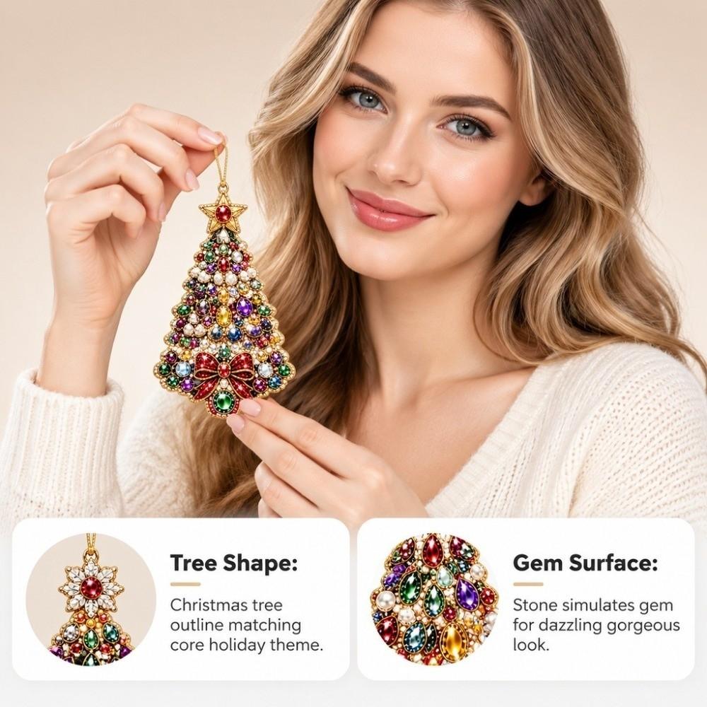 3D Christmas Diamond Painting Set Xmas Tree Shape Xmas Acrylic Pendant Xmas Tree Decoration