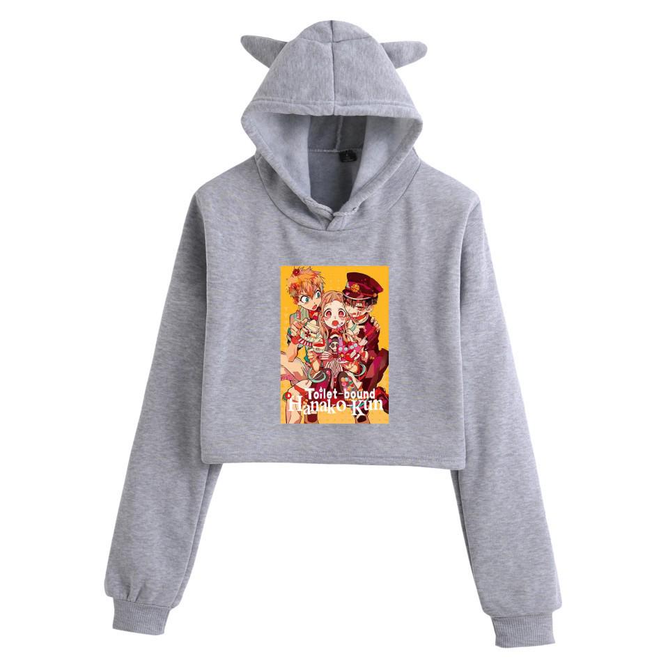Худи с ушками кошки укороченное для девочек Jibaku Shonen Hanako-kun