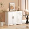 Buffet Sideboard Storage Cabinet With 2 Drawers 3 Doors And Adjustable Shelf 100 X 40 X 78 Cm White And Natural Wood