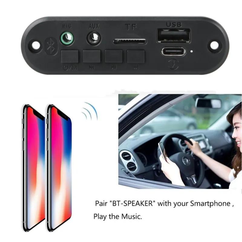 3.7V-5V Bluetooth 5.0 MP3 Decoder Board 2*3W Amplifier Support Hands-free Call Audio Recording USB TF FM Radio Car Mp3 Music Player Speaker