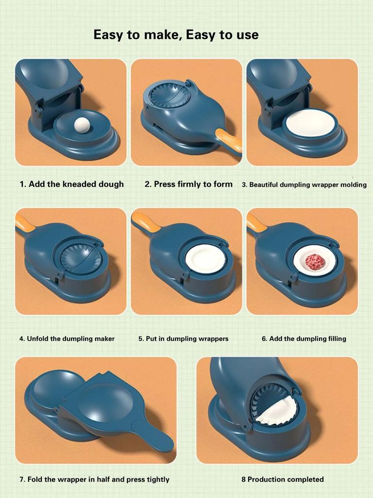 2in1 Dumpling Maker DIY Wrapper Presser Manual Ravioli Empanadas Dough Skin Molder Machine Multi-function Household Kitchen Tool