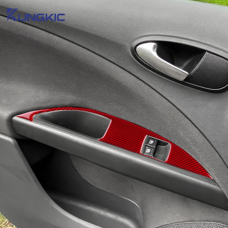 Для Seat Altea 2004-2011 2012 2013 2014 2015 2016 Настоящая мягкая наклейка из углеродного волокна LHD RHD Панель подъема окна автомобиля Внутренняя отделка