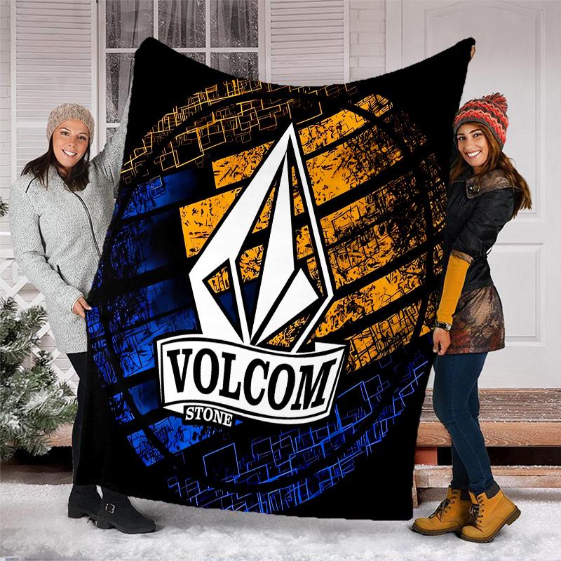 V-VOLCOM LOGO printed throw blanket—lightweight,soft,warm;versatile blanket for all seasons—perfect as &air-conditioning throw,nap blanket
