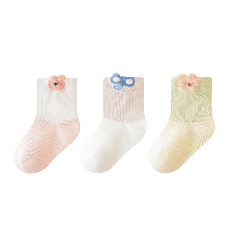 3Pairs/Set Newborn Baby Socks Summer Thin Mesh Cotton Kids Socks Cute Cartoon Boneless Ear Infant Socks For Boys Girls 0-5Yrs
