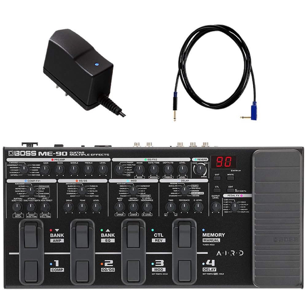 Гитарный кабель BOSS и VOX, педаль мультиэффектов ME-90, адаптер PSA-100S2, VGS-30 (Набор из 3 предметов)