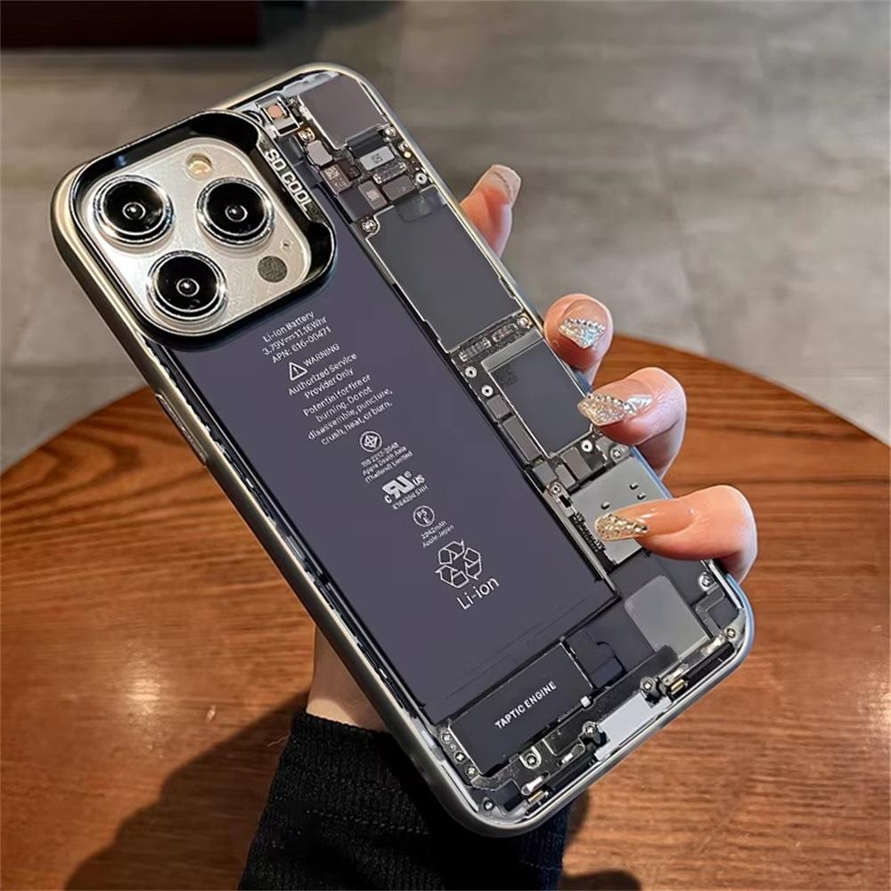 Продвинутый чехол для телефона с печатной платой для iPhone 15 17 17Air 14 13 12 11 Pro Max Plus 7 8 16E Прозрачный противоударный чехол Жесткая крышка