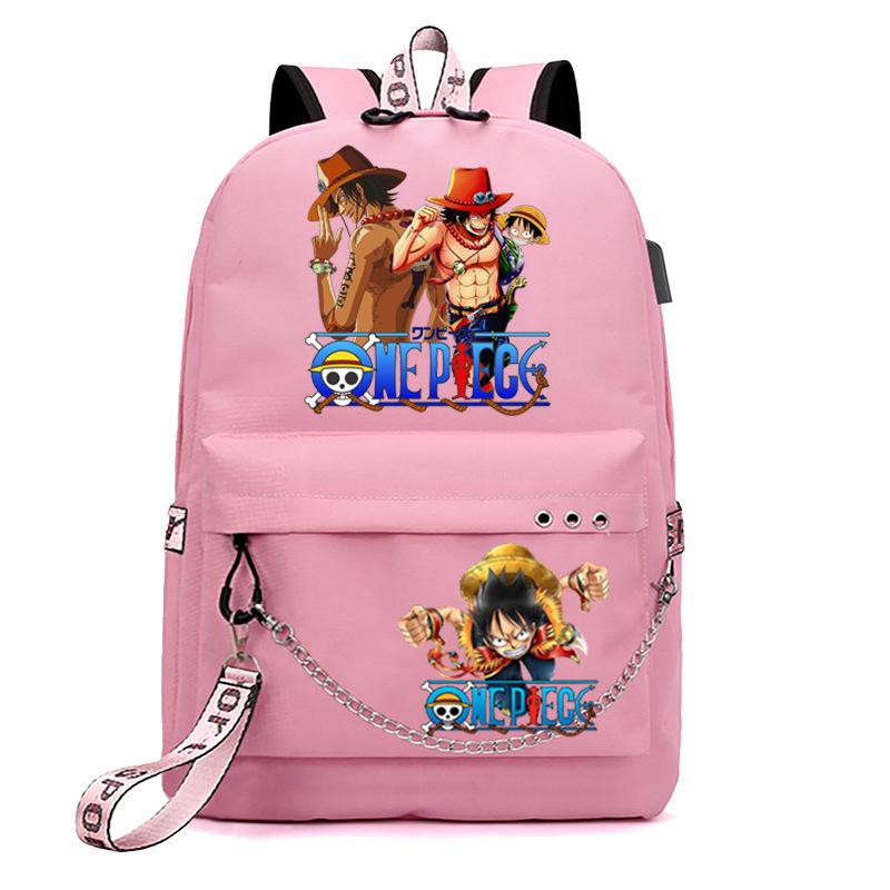 Школьная сумка-рюкзак USB с принтом One Piece для учеников начальной и средней школы, для мужчин и женщин, с лямками