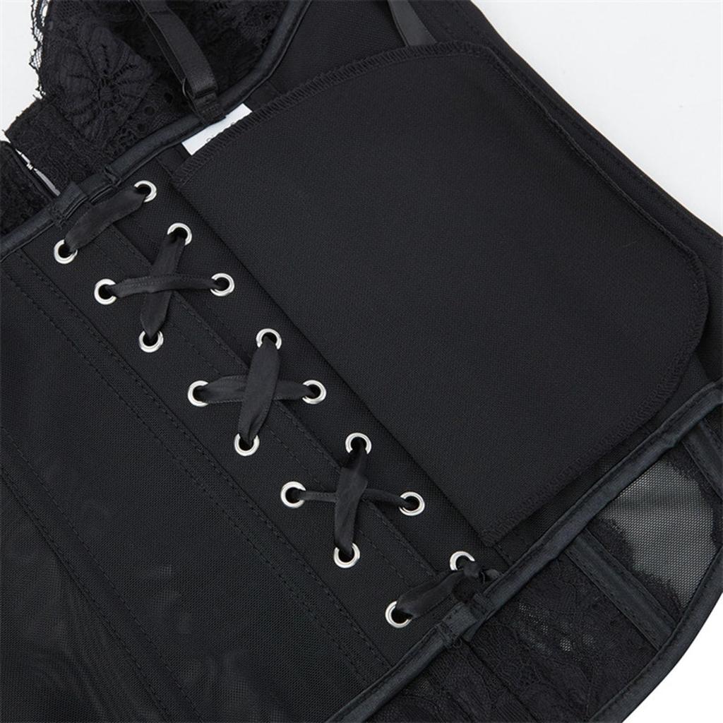 Women's Sexy LaceBack Zip Corset Top Bustier G-string Body Shapewear