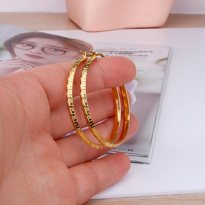Stainless Steel Round Hoop Earring For Women Gold Color Fine New Charm Women 'S Ear Ring Fashion Jewelry Nice Pattern Cn
