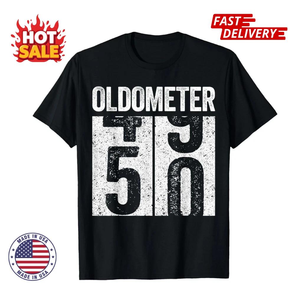 Oldometer 50 Футболка Мужская Женская Футболка в Стиле 50-го Дня Рождения Подарок Унисекс Футболка