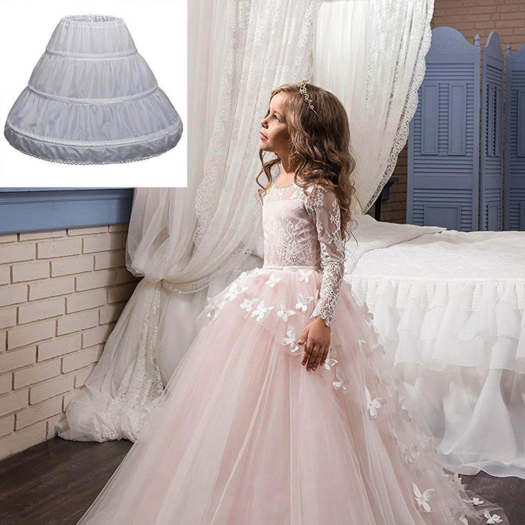  Детская юбка-кринолин с 3 обручами для девочек, полная комбинация, кринолиновая юбка с цветочным узором для девочек