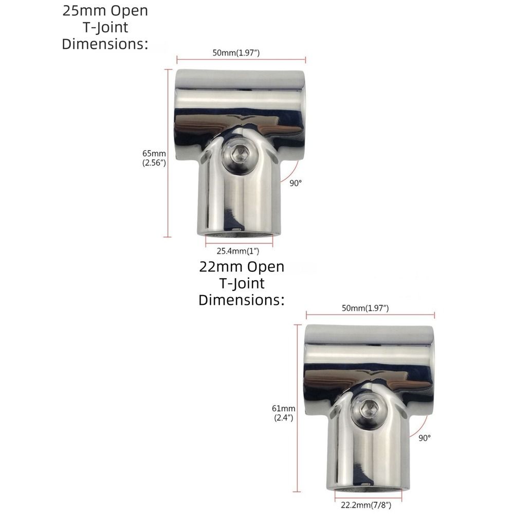 Corrosion Resistant Boat Hand Rail Fittings 90 Degree Stainless Steel Tee Marine Applications