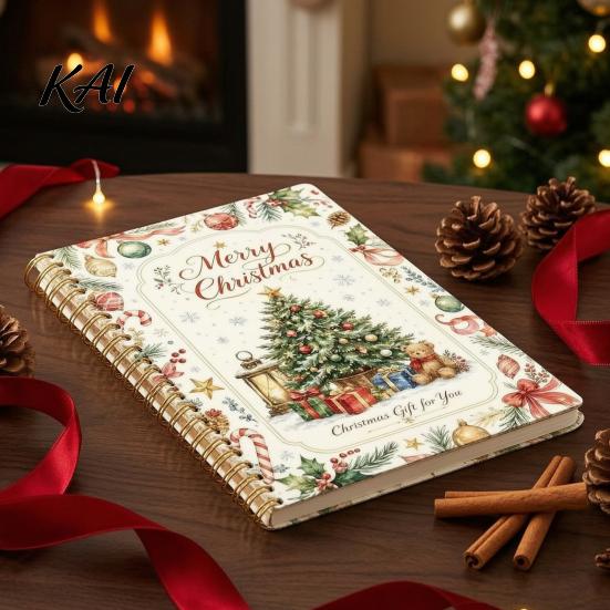 Thoughtful Present for Teachers Christmas Gift Card Book, DIY Spiral-Bound Merry College Survival Handwritten Wish Keepsake Kit, 10-Page Greeting Book