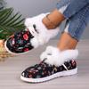 Fashion Women's Boots Christmas Color Elements Print Non-slip Thickened Sneakers Comfortable Low Top Warm Sport Shoes Christmas Gifts