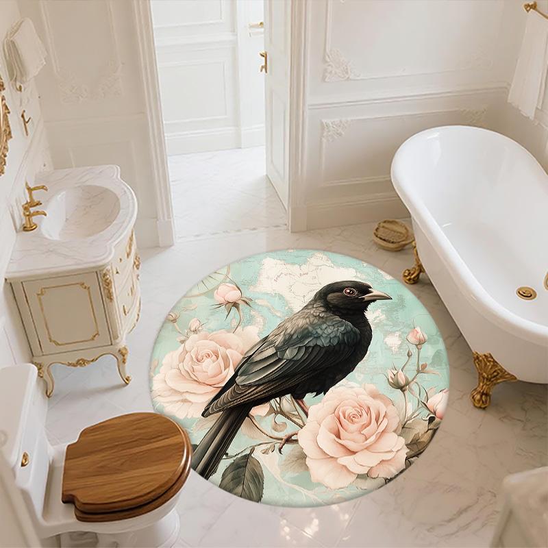 Map Bird,Round Area Rug,Carpet Rug for Living Room Bedroom Sofa Playroom Decor,Non-slip Floor Mat