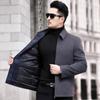 Кашемировая куртка для мужчин среднего и пожилого возраста, деловая повседневная шерстяная куртка с белой подкладкой из утиного пуха, короткая куртка для папы
