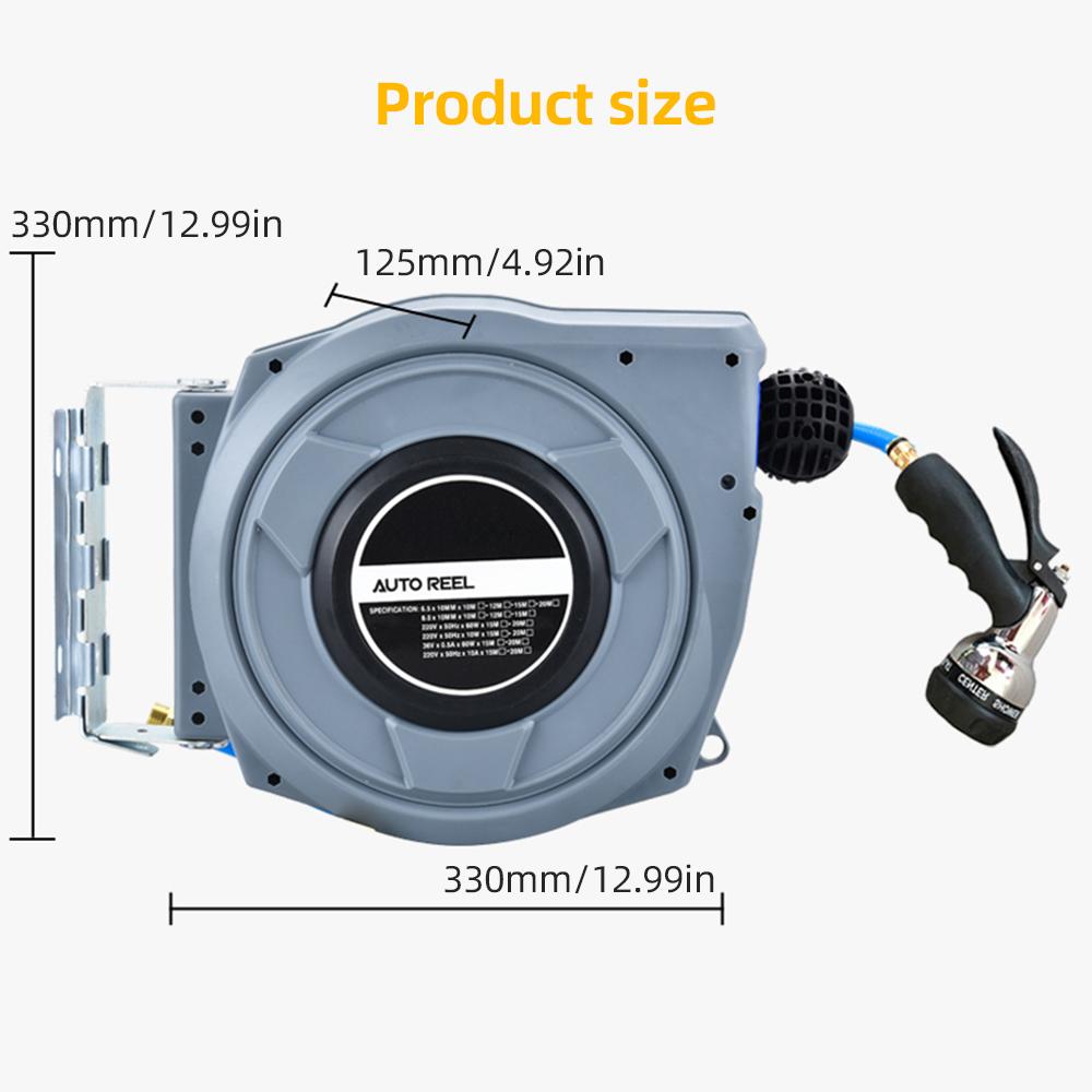 Выдвижная садовая шланговая катушка 66 футов настенная шланговая катушка с 6-функциональной насадкой-распылителем 180 градусов