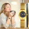 Watch Cute Waterproof Analog Display Free Size Stainless Steel Belt Bracelet Stylish Quartz Fashion Watch Gold Birthday Day Christmas Day Present