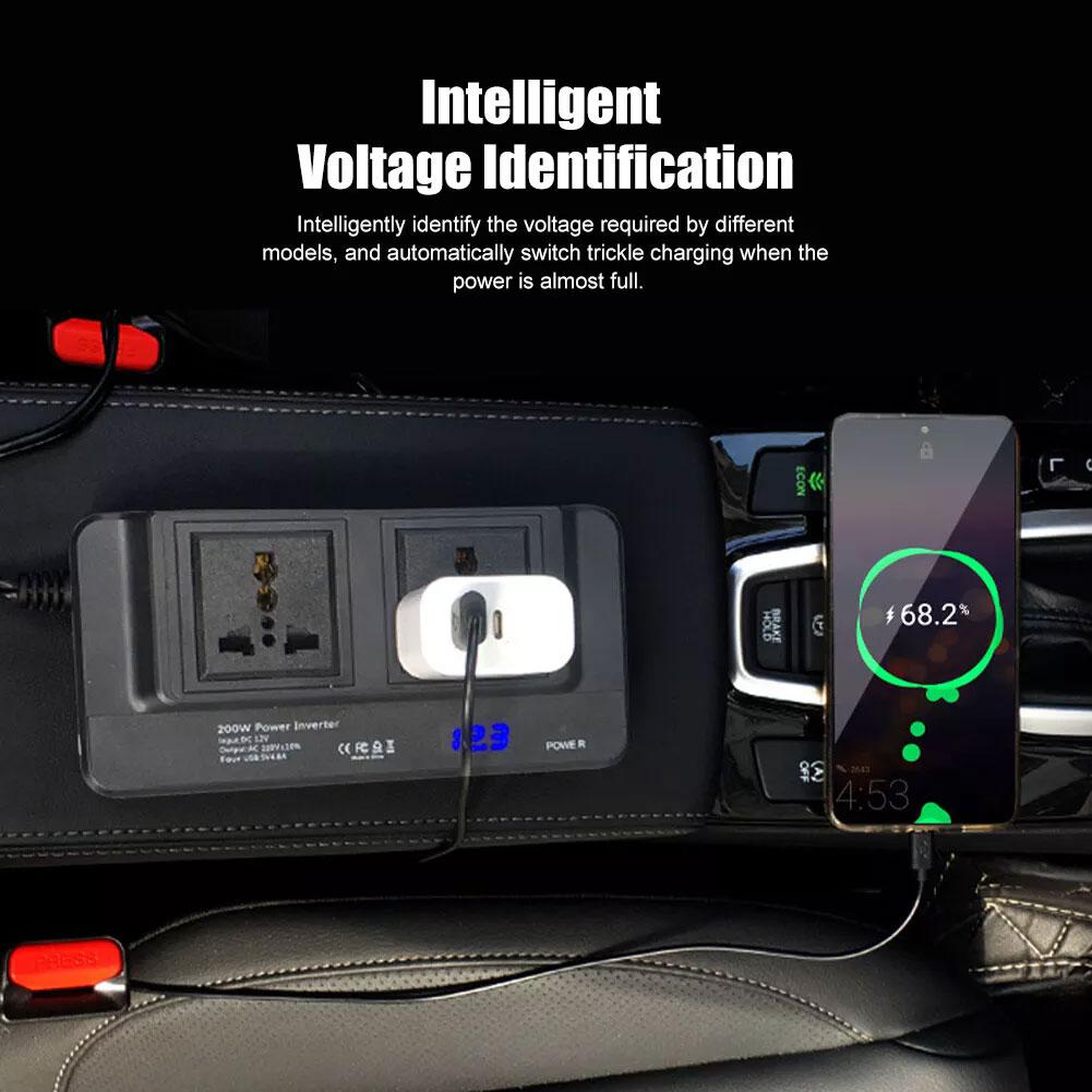 200 Вт автомобильный инвертор с модифицированной синусоидой, адаптер питания постоянного тока 12 В в переменный ток 110 В 220 В, быстрая зарядка, универсальная розетка для США и ЕС
