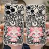 Phone Case: 2D flat suitable for iPhone 18 17 16 15 14 13 Pro, transparent four corner protective case, cute pink little sheep, Christmas and Hallowee