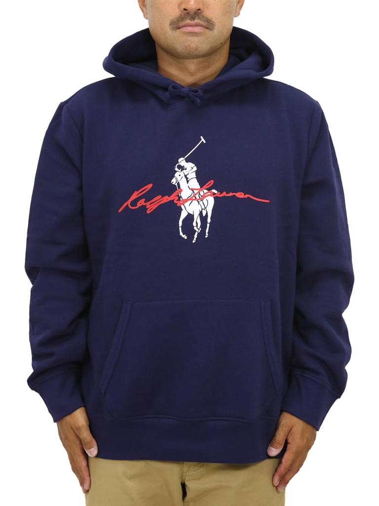Polo Ralph Lauren Big Pony Print Pullover Hoodie with Kangaroo Size Navy Men's Pocket, M, (Product Code 01020099)