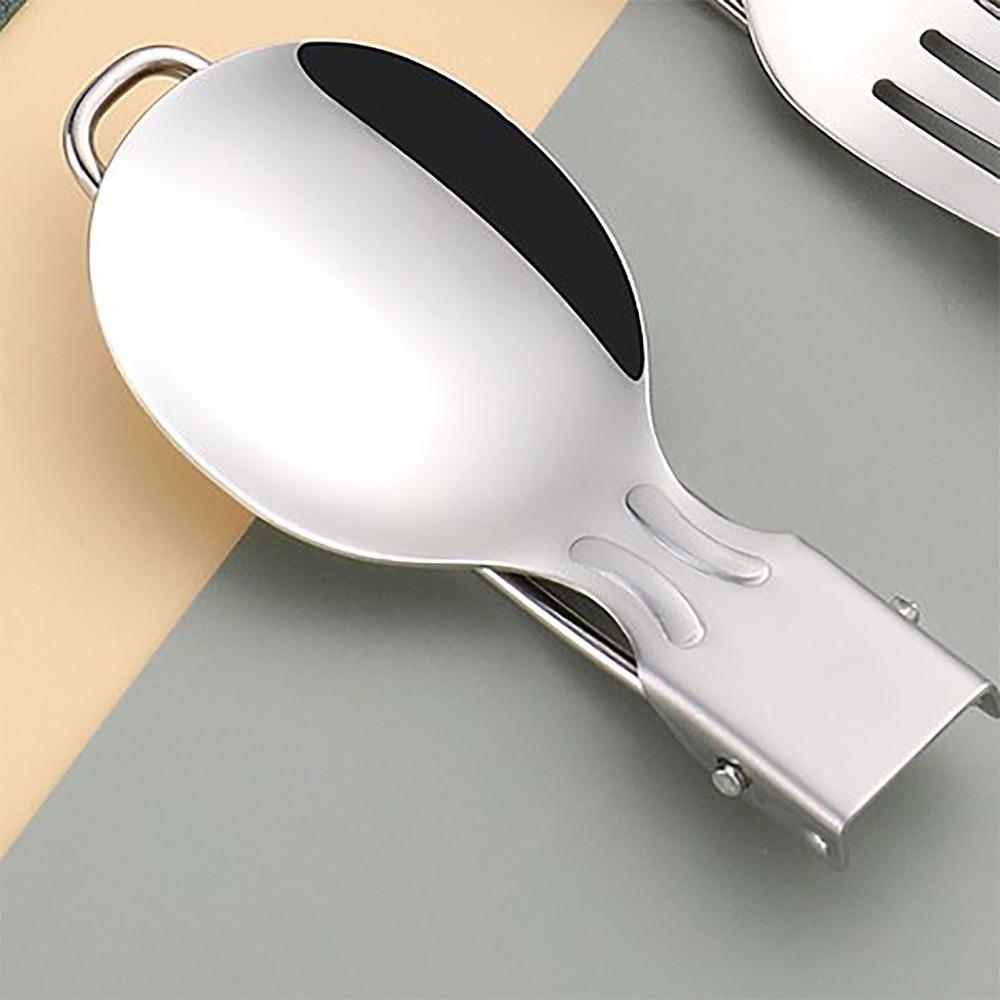 3Pcs 304 Stainless Steel Folding Spork Ergonomic Handle Flatware Kitchen Silverware Picnic