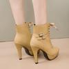 Fashion Women's High Heels Boots Fashion Pointed Short Boots 11cm High Heels Platform Booties Lace Up Women's Ankle Boots Botas De Mujer