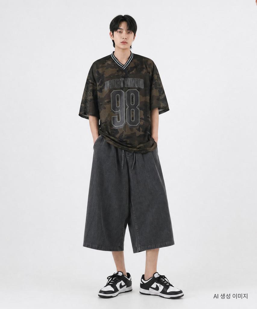 UMM Elastic Waist Air Denim Wide-Leg Length Pants 3 Colors
